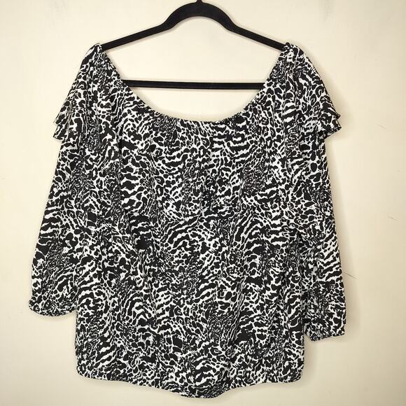 Michael Kors Off Shoulder Ruffled Blouse Top - Picture 1 of 8